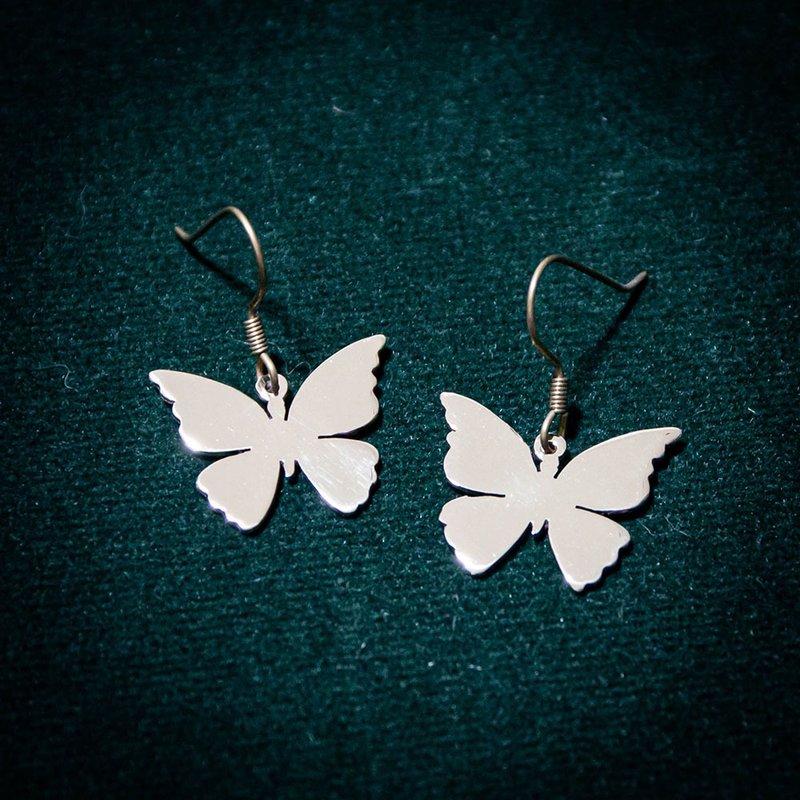 Butterfly hook earring - Earrings & Clip-ons - Copper & Brass Silver