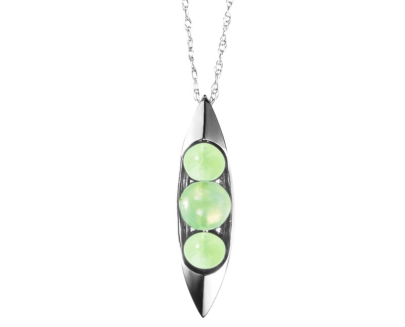 Peridot Birthstone Necklace, Pea in a Pod Necklace, 3 Stone Trinity Necklace - สร้อยคอทรง Collar - เครื่องประดับ สีเขียว