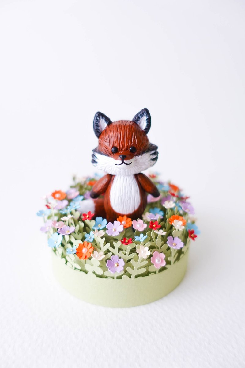 Fox in afternoon garden - Stuffed Dolls & Figurines - Paper Multicolor