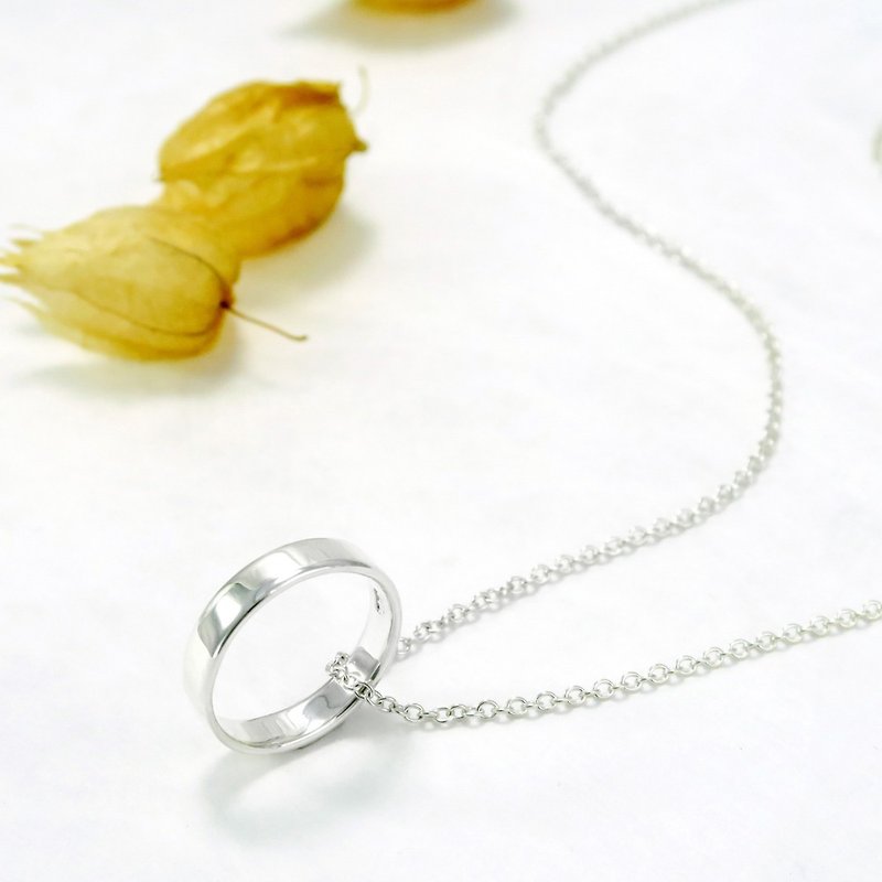 Customized Ring Chain-Women's 4mm Plain Plain Plain Ring Sterling Silver Ring Sterling Silver Necklace - Necklaces - Sterling Silver Silver
