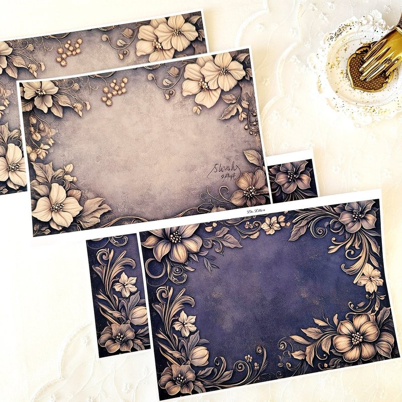 Z166 - Vintage Flower background - 貼紙 - 紙 