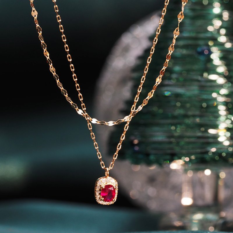 18K Gold Ruby 2 in 1 Gem Candy Necklace - สร้อยคอ - เครื่องประดับ 