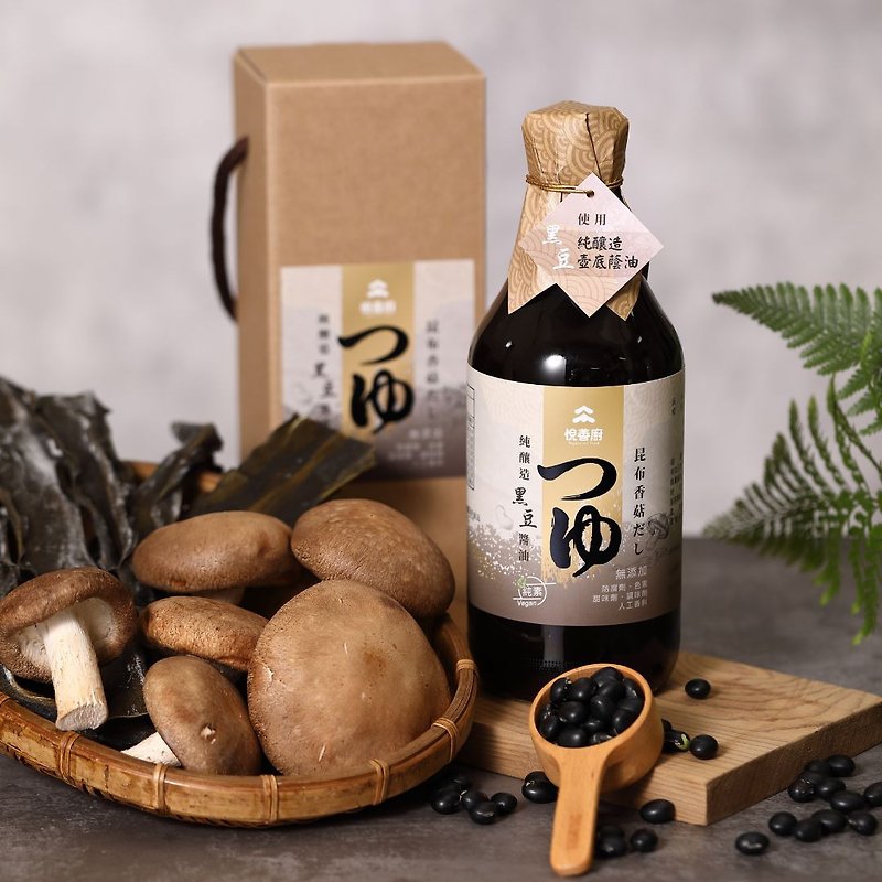 【Yueshanchu】No Additive-Kombu Mushroom Black Bean Soy Sauce (500ml) - เครื่องปรุงรส - อาหารสด สีทอง