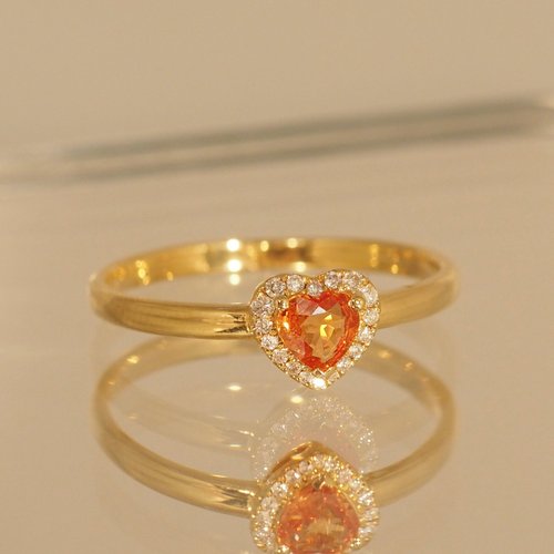 IRIZA Jewellery 18K金橙寶石心型戒指 18K Gold Orange Sapphire Diamond Heart R