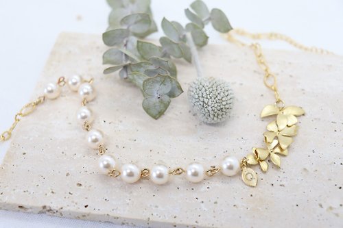 AnnaJewelleryStudio Multiple Wild Orchid Flower Swarovski Pearl Necklace, Delicate Handmade Necklace