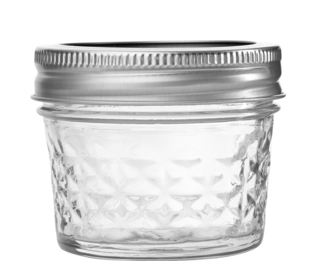 Clear Glass Jar w/ Smooth White Lid, 4 oz