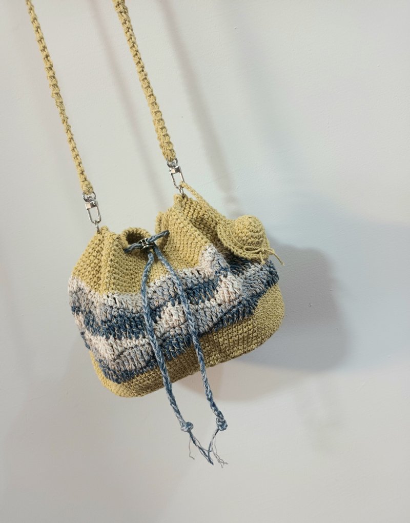 Customized/limited edition/wave woven crossbody bag - กระเป๋าแมสเซนเจอร์ - ผ้าฝ้าย/ผ้าลินิน 