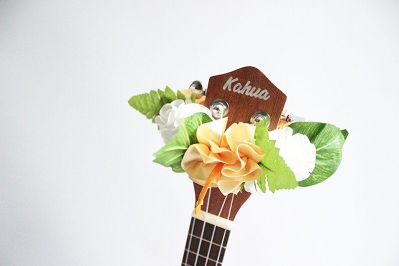 Ukulele lei / Ukulele strap, Ukulele gifts, Ribbon lei, - 吉他配件 - 棉．麻 黃色