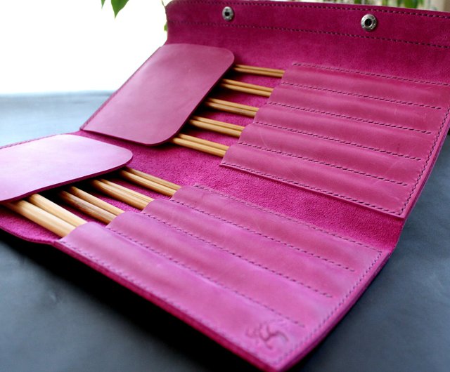 Real Leather 10 inches needle case Handmade Knitting Organizer