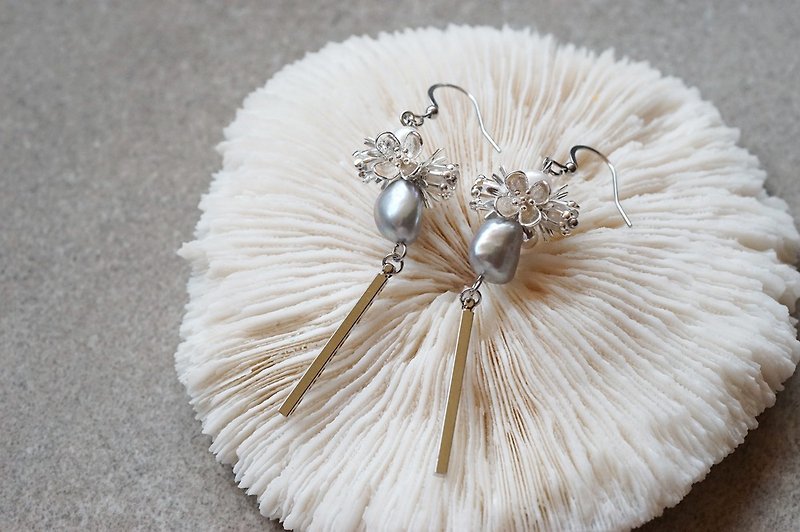 Wind Chimes - Natural Pearl Dangle Earrings - Earrings & Clip-ons - Pearl Silver