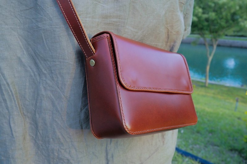 small school bag/side backpack - Messenger Bags & Sling Bags - Genuine Leather Brown