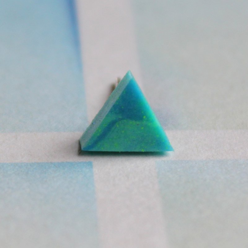 Triangle Earrings ▽ 412 / Holocene City ▽ Single Stud - Earrings & Clip-ons - Clay Green