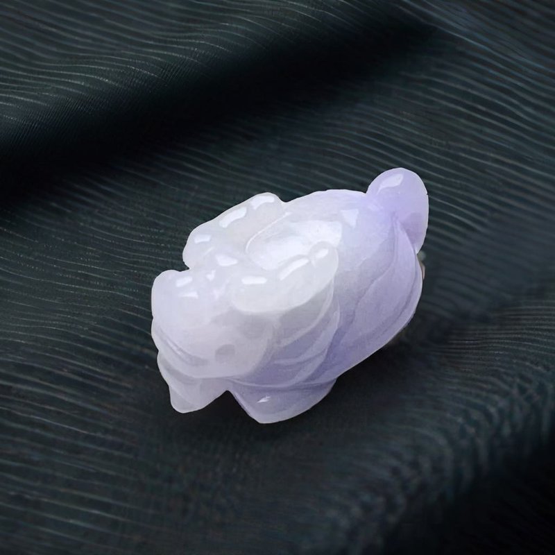 【吉祥‧長壽】紫羅蘭翡翠龍龜擺飾 | 天然緬甸玉翡翠A貨 |送禮 - 擺飾/家飾品 - 玉石 紫色