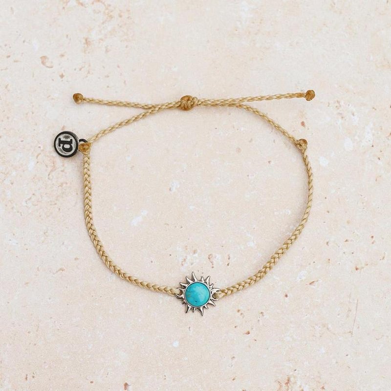 Pura Vida USA Handmade Silver Sun Orb Desert Surf Bracelet - สร้อยข้อมือ - วัสดุกันนำ้ สีกากี