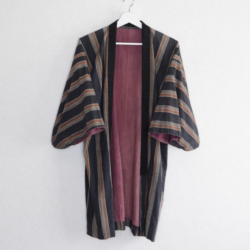 和服夾克農夫工作服舊布和服棉條紋圖案日本復古大正昭和 - 女裝外套/大衣 - 棉．麻 多色