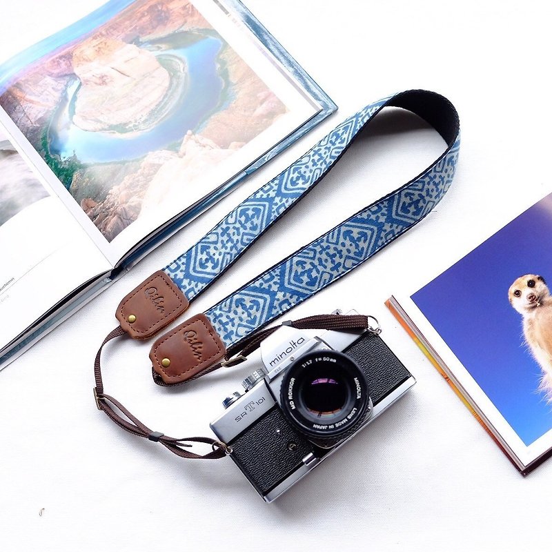 Kram Indigo Camera strap - กล้อง - ผ้าฝ้าย/ผ้าลินิน สีน้ำเงิน