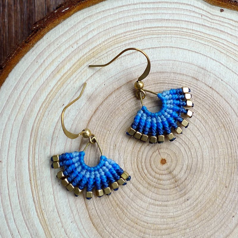 Misssheep - A54 - macrame earrings, hoop earrings, macrame jewelry, boho earring - Earrings & Clip-ons - Other Materials Blue