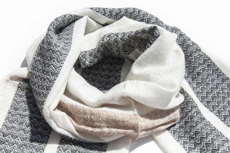 喀什米爾Cashmere 針織圍巾 純羊毛圍巾 手織圍巾 編織圍巾-大地 - 圍巾/披肩 - 羊毛 多色