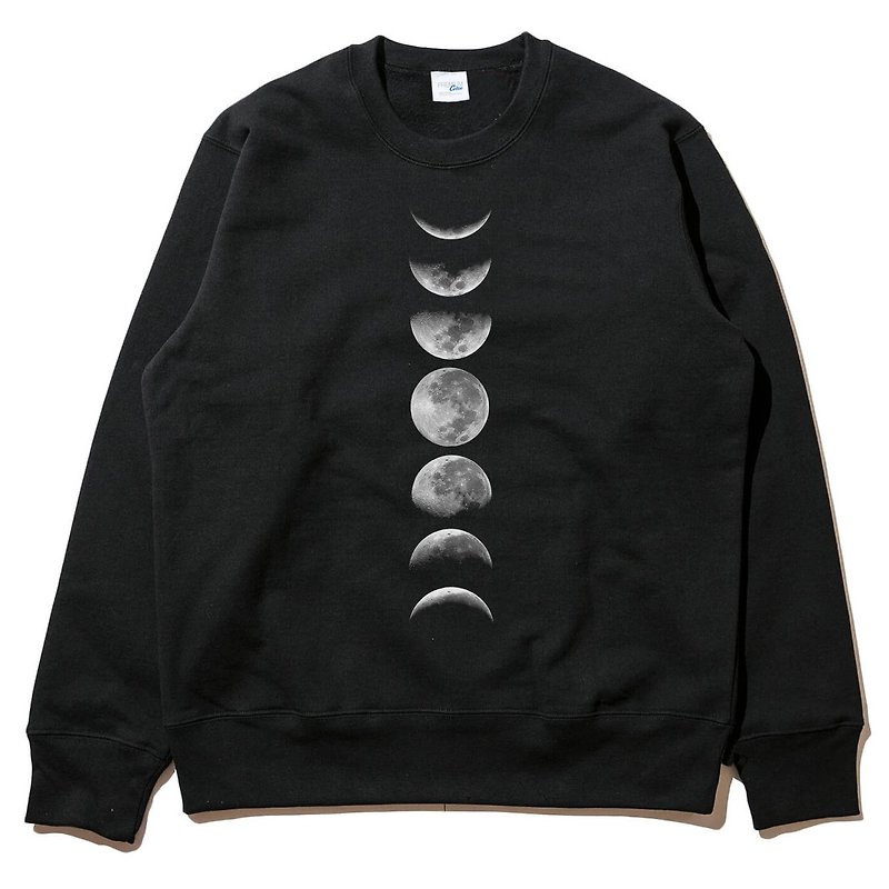月相 大學T 刷毛 中性版 黑色  Moon Phases月光 月亮 銀河系 星星 地球 天文 攝影 極光 天文 太陽 行星 - 男 T 恤 - 棉．麻 黑色