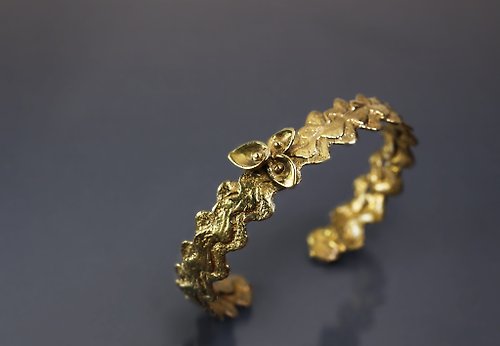 Maple jewelry design 圖像系列-水滴水波寬版黃銅手環
