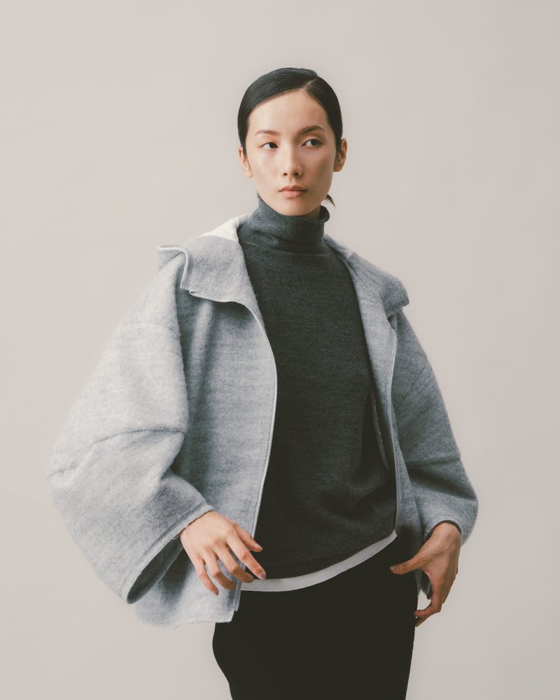 UUIN_一體成型高領羊毛背心 - 女毛衣/針織衫 - 羊毛 灰色