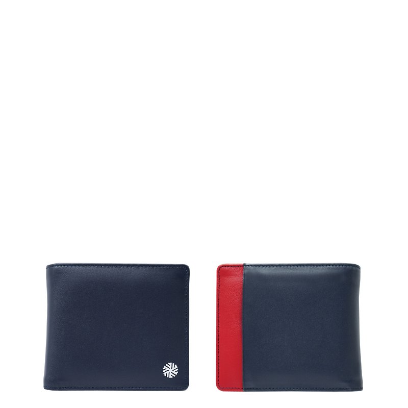 กระเป๋าสตางค์หนังแท้ Iversen สีกรม/แดง - กระเป๋าสตางค์ - หนังแท้ สีน้ำเงิน
