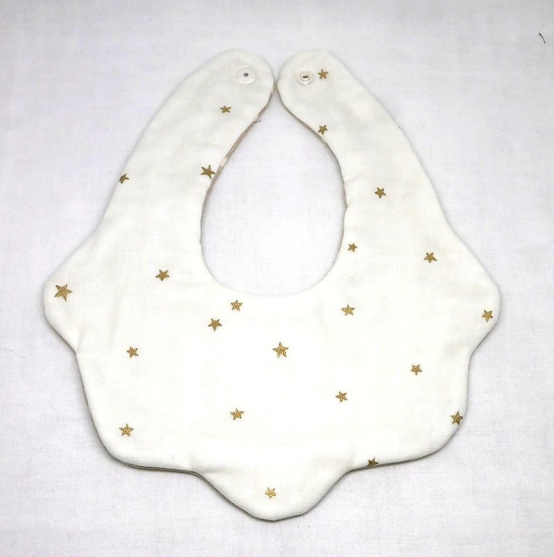 Japanese Handmade 8-layer-gauze Baby Bib - 口水肩/圍兜 - 棉．麻 白色