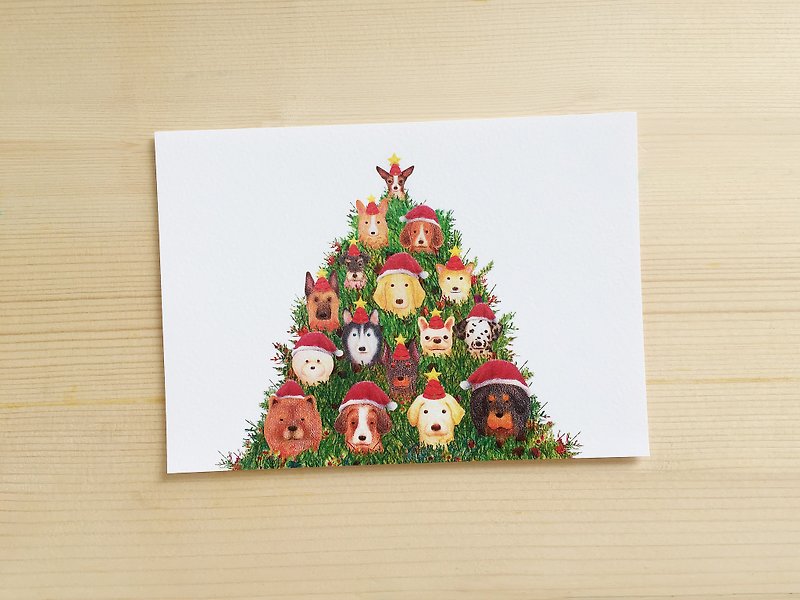 狗狗聖誕樹 聖誕明信片 - 卡片/明信片 - 紙 綠色