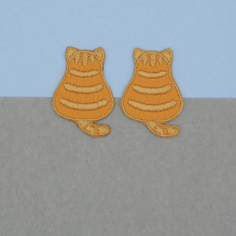 Mini Tabby Cat Iron Patch (Orange) - เย็บปัก/ถักทอ/ใยขนแกะ - งานปัก สีส้ม