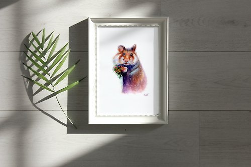Yackunaite_Art Hamster Watercolor Print, Cute Animal Poster, Watercolor Art, A4 Nursery Print