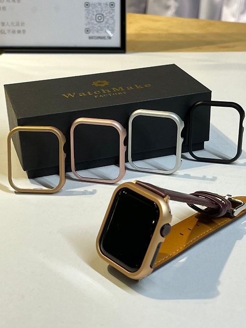 Watchmake Factory 質感組合Apple Watch錶帶/義大利植鞣革+鋁合金邊框【最新8代/SE