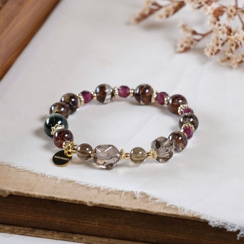 Hanhan Jewelry 幽靈水晶 石榴石 茶晶 鷹眼石 手鍊 天然礦石水晶