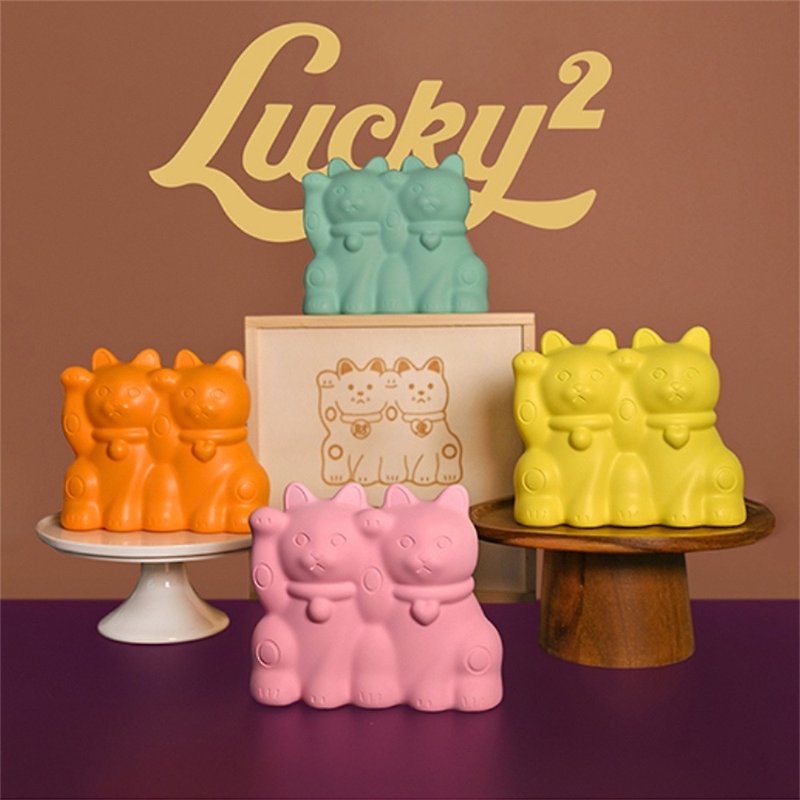 Lucky Cat Fashion Art Ornaments Macaroon Color Creative Wedding Birthday Gift - ของวางตกแต่ง - วัสดุอื่นๆ สึชมพู