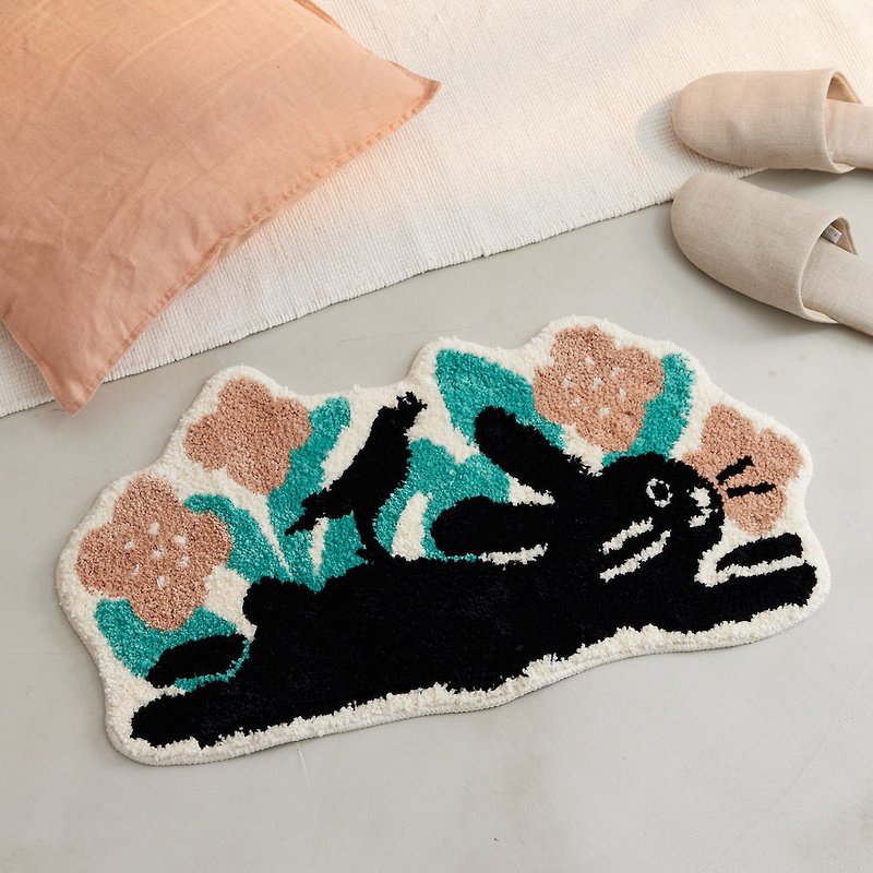 Flocking Carpet/Bunny and Myna/Begonia Garden Bunny Flocking Floor Mat