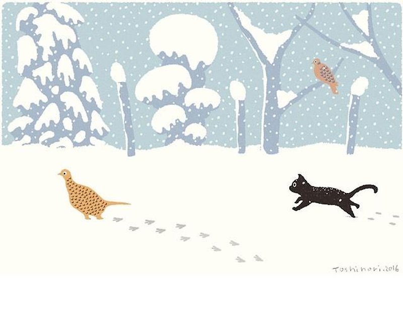A3 Illustration sheet Snow footprint - โปสเตอร์ - กระดาษ ขาว