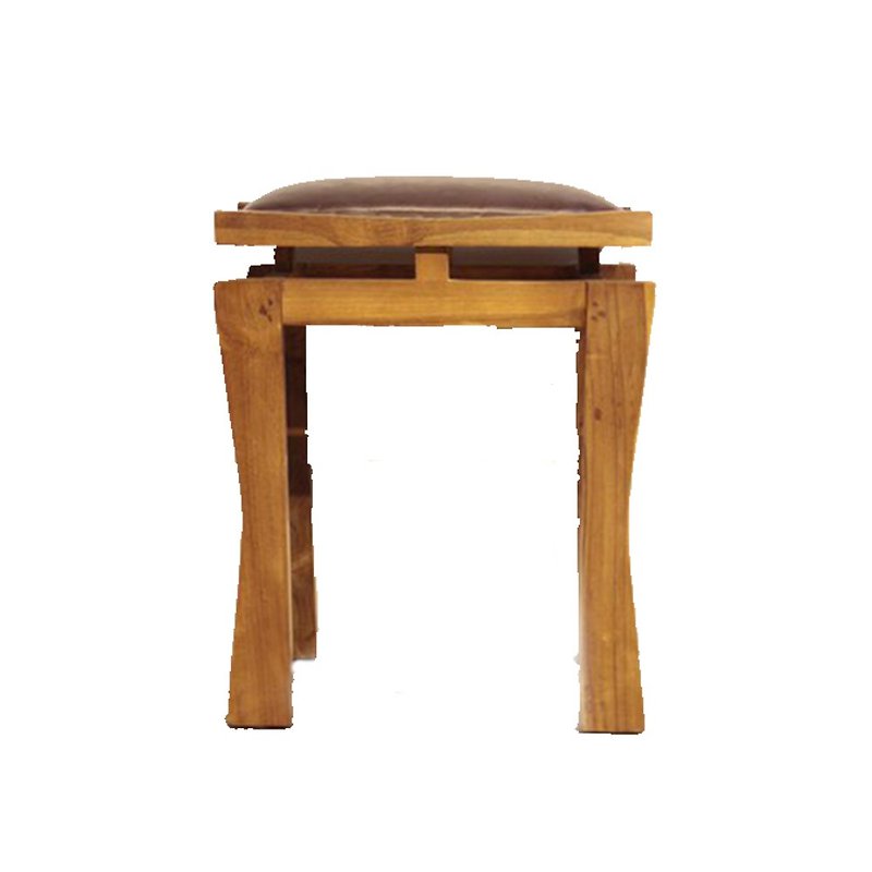 JatiLiving、Jidi City | チーク材の丸太チェアとスツール/レザークッション - 椅子・ソファー - 木製 