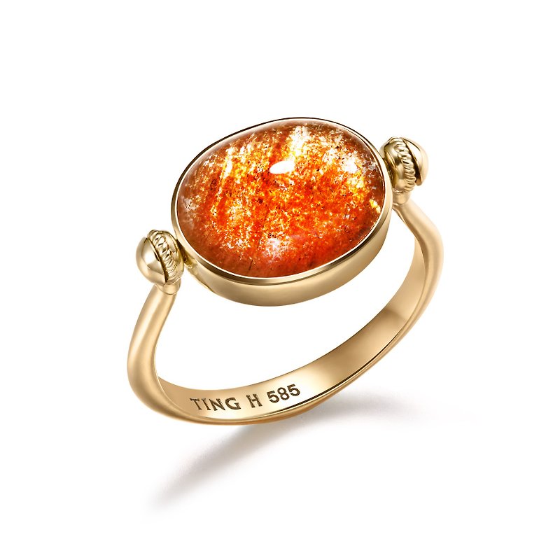 14K Gold Stone Sunshine Sparkle Ring - แหวนทั่วไป - เครื่องประดับ สีทอง