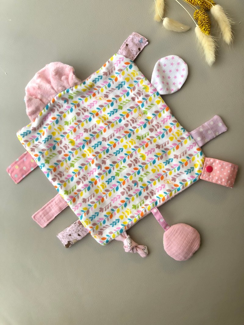 タオルをなだめることを学ぶ赤ちゃん-カラフルなリーフレット（ピンク） - 知育玩具・ぬいぐるみ - コットン・麻 ピンク
