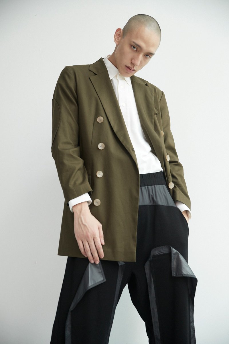 long pocket cutout wide trousers - Unisex Pants - Cotton & Hemp Black