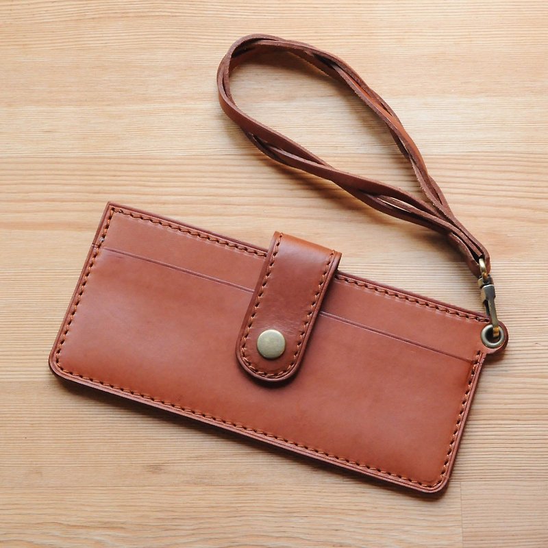 Limited [Cherish Area] Woven Handheld Phone Case - Phone Cases - Genuine Leather Brown