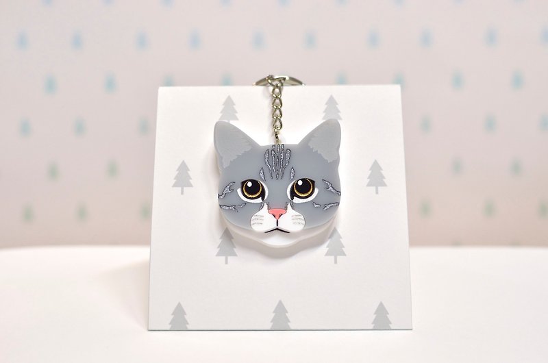 Tabby Cat-American Shorthair Cat-Key Ring Acrylic - Keychains - Acrylic 