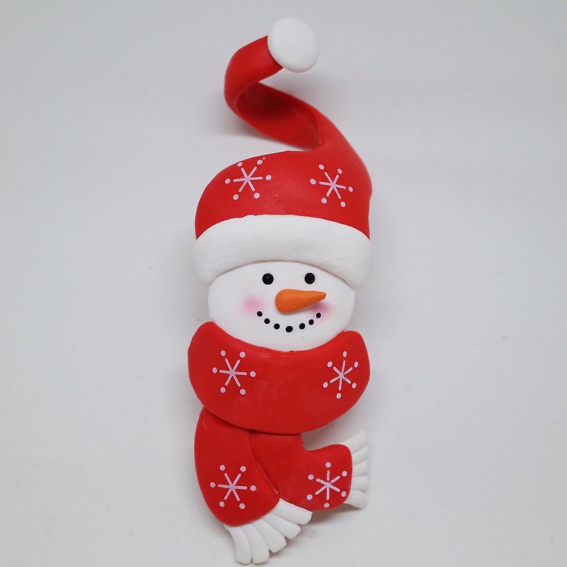 Christmas snowman bottle hanging / Christmas Snowman Charm - ของวางตกแต่ง - วัสดุอื่นๆ สีแดง