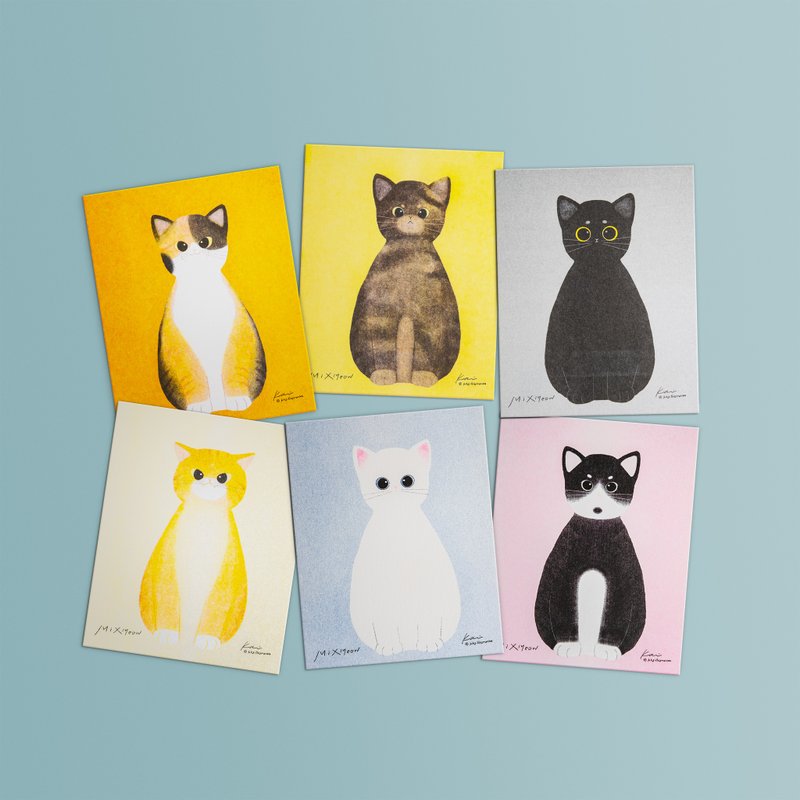 \ kk illustration x 有一點混-孔版明信片 / MixMeow系列 - 卡片/明信片 - 紙 