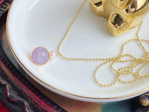 鯨象手作 Jing-Siang Handmade Jewelry 天然珍珠與旋轉的紫晶(轉運珠)項鍊