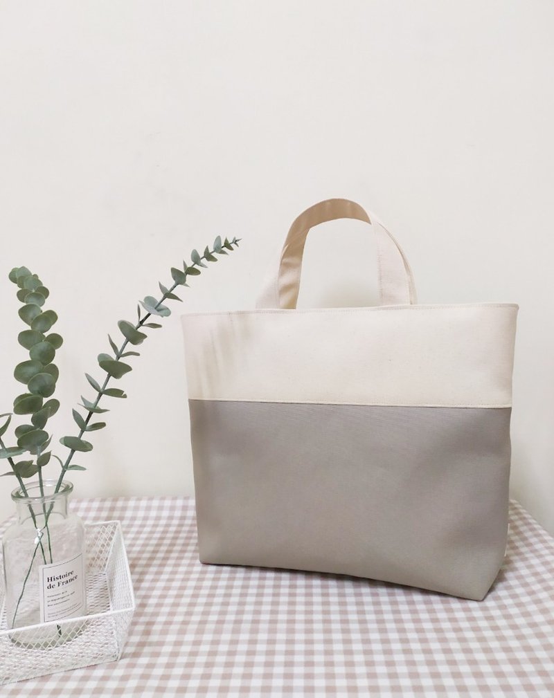 Sky Series Tote Bag/Tote Bag/Canvas Shoulder Bag/A4 Applicable/Oat Grey/Pre-Order - กระเป๋าถือ - ผ้าฝ้าย/ผ้าลินิน สีเทา