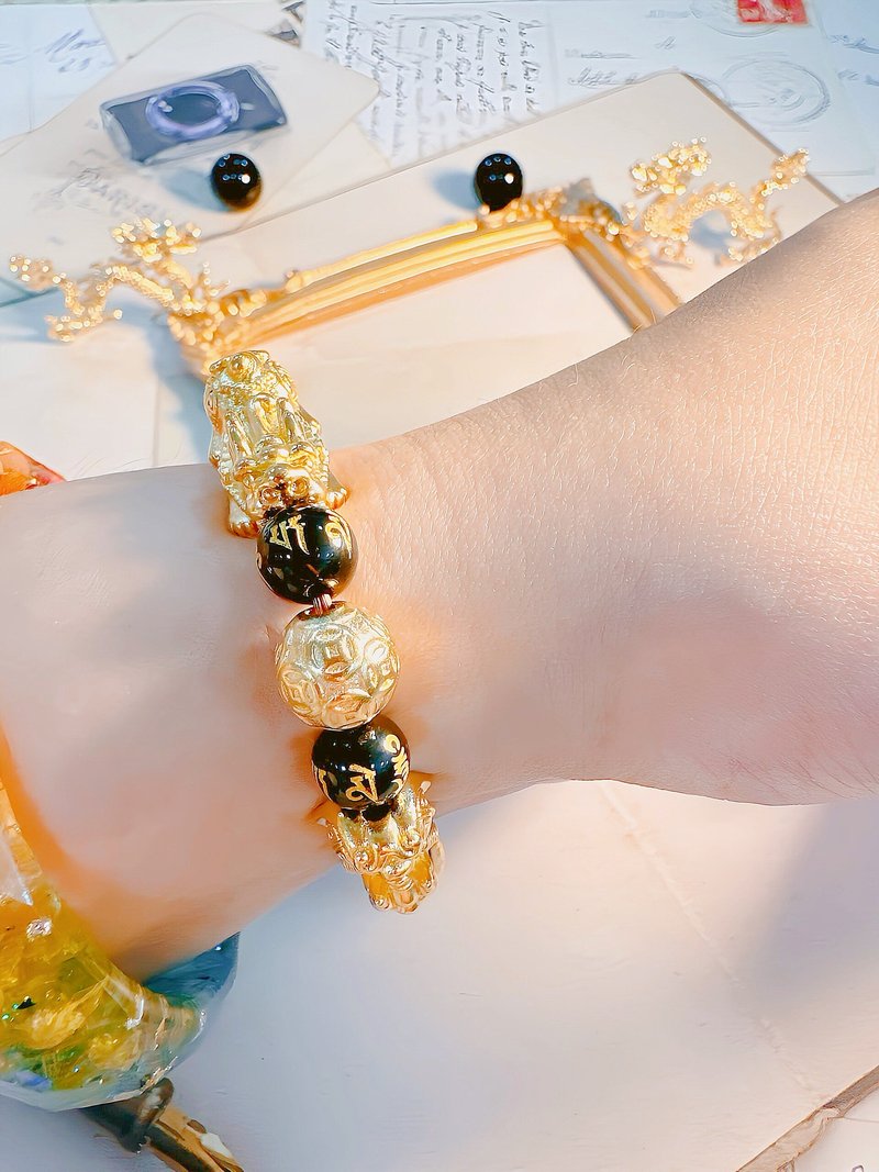 Obsidian Lucky Pixiu Bracelet - Bracelets - Crystal Black