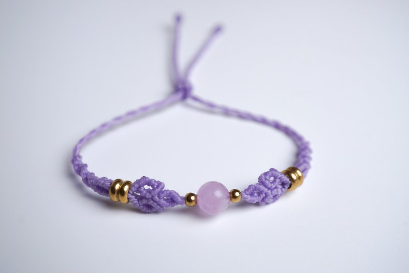 Purple lithium Wax thread braided bracelet - Bracelets - Gemstone Purple