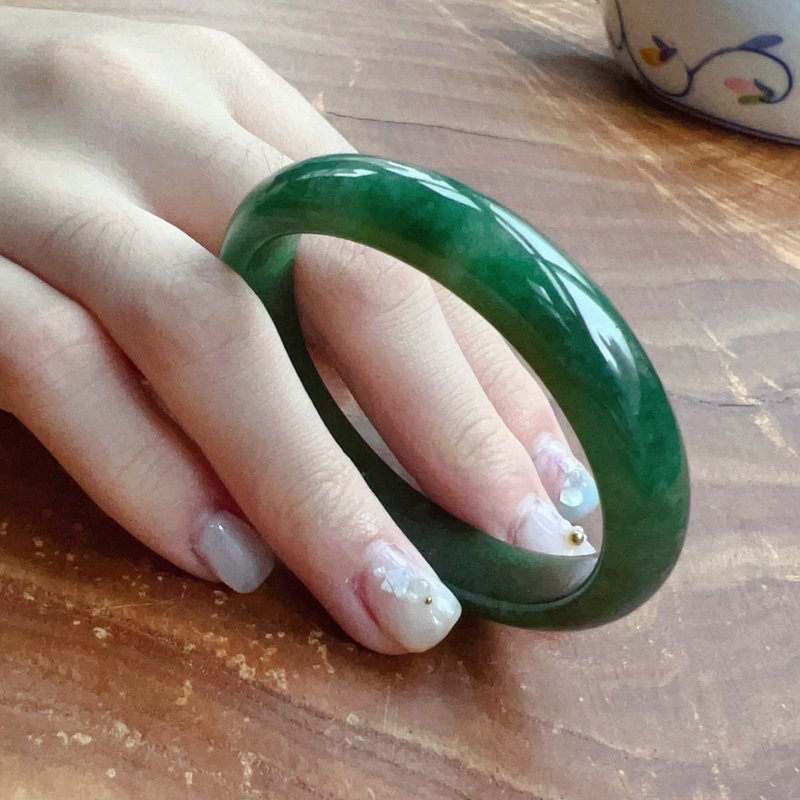 老坑綠翡翠貴妃鐲手鐲 | 16圍 | 天然緬甸玉翡翠A貨 | 送禮 - 手鍊/手環 - 玉石 綠色