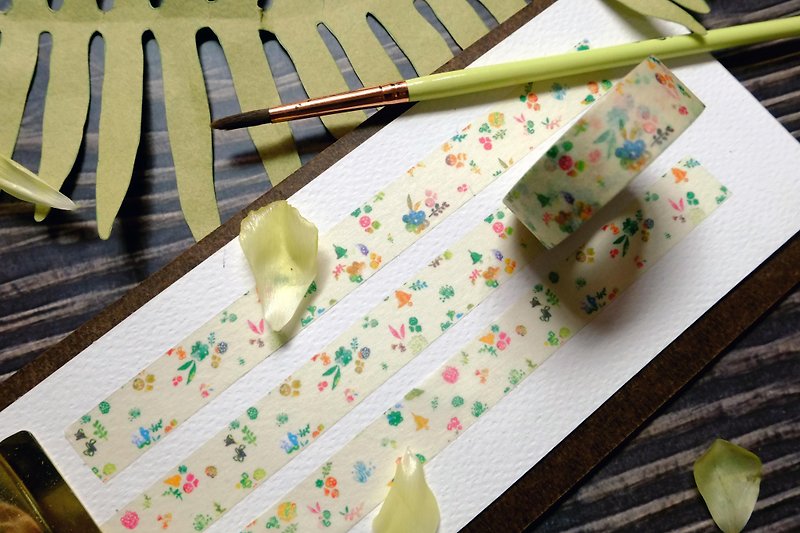Blessings Japanと和紙テープは花に貼れます - マスキングテープ - 紙 イエロー