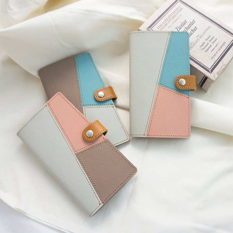 全機種対応 スマホケース 手帳型 【 パッチワーク シュリンクレザー】 AS05K - スマホケース・カバー - 革 多色